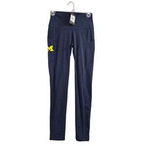 Kadyluxe Womens University of Michigan Legging Navy Blue Athletic Pants S 1817